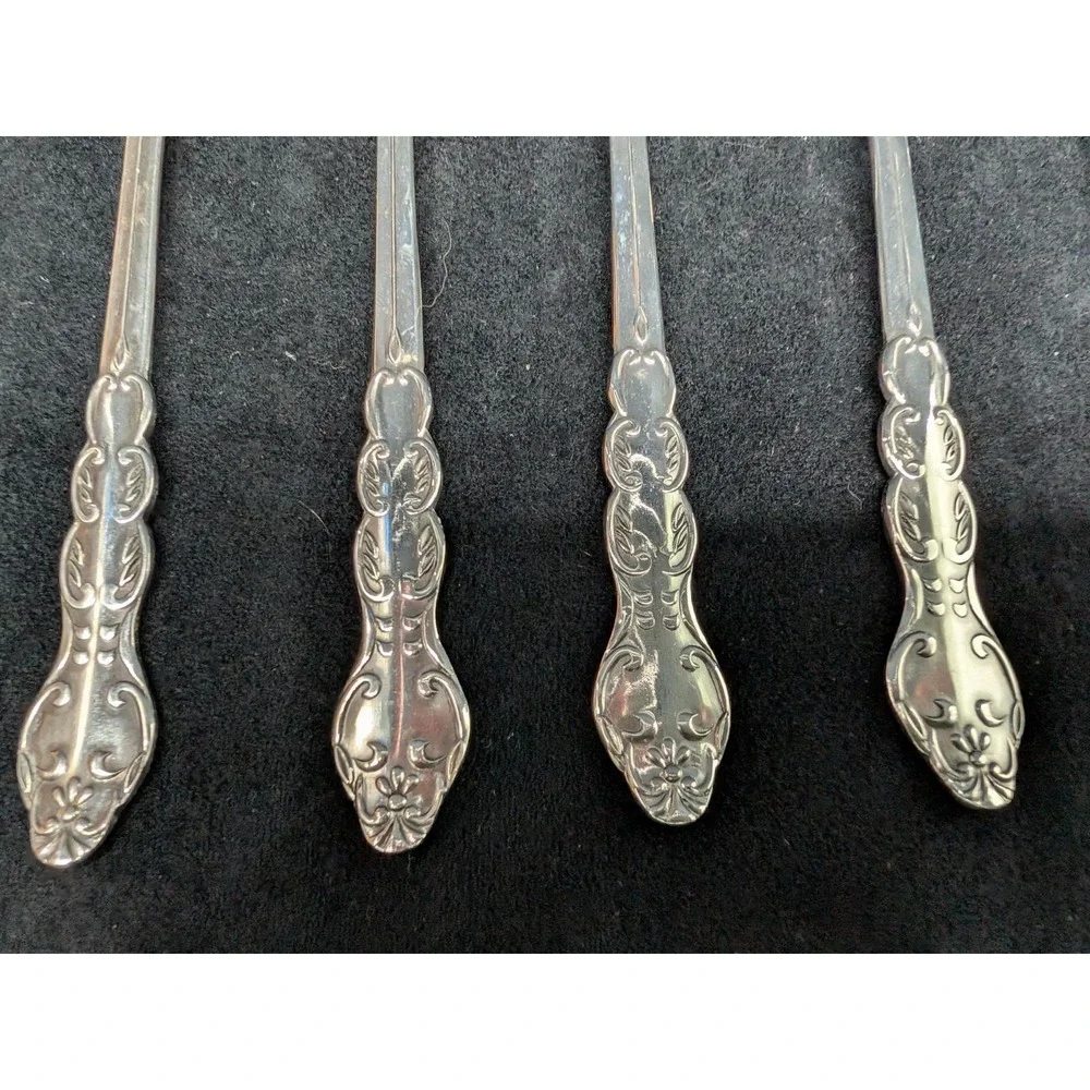 Vtg National Stainless Flatware Japan Nancy Iced Tea Spoons Lot of 8